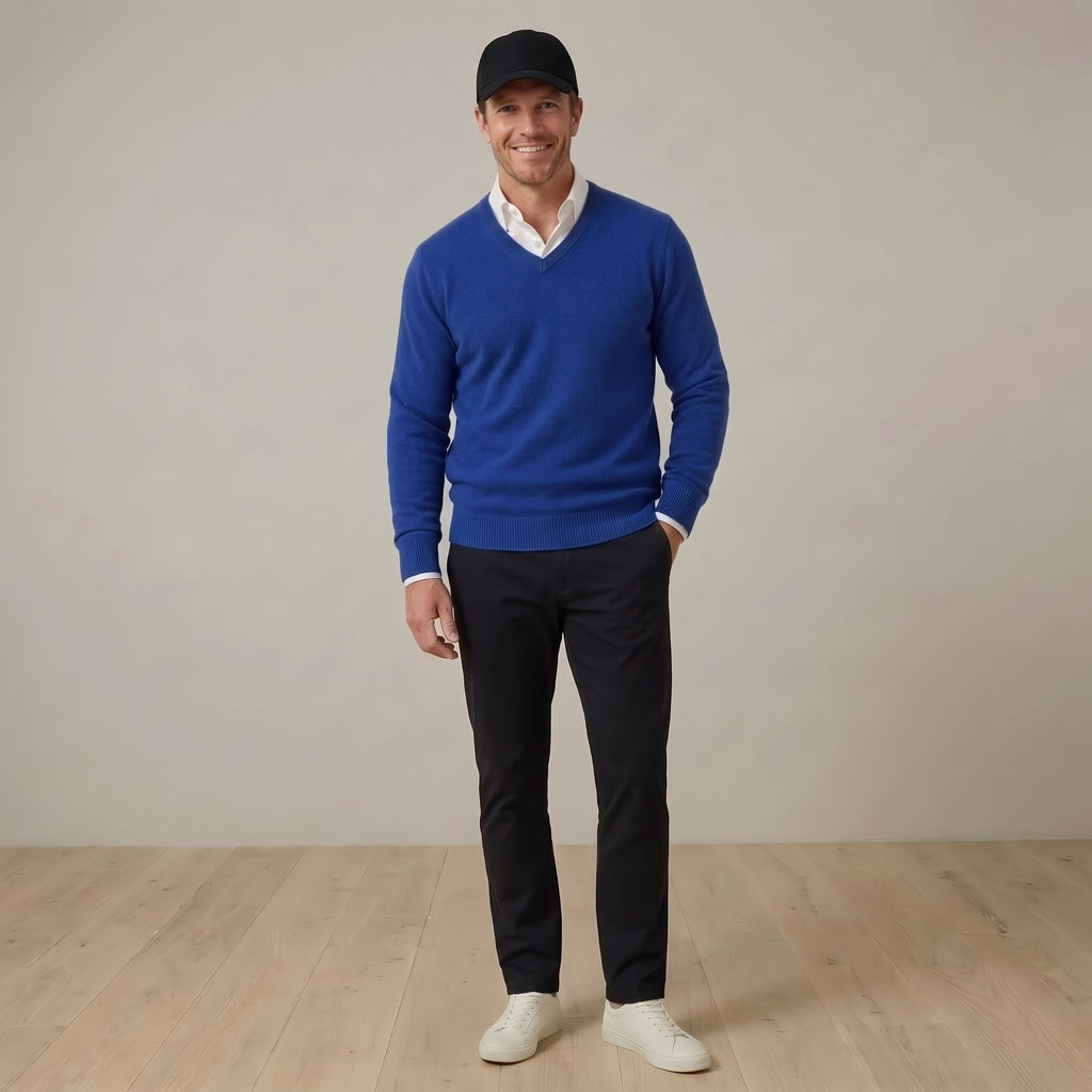 Pull Homme col V 100% cachemire