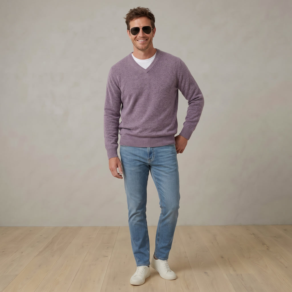 Pull Homme col V 100% cachemire