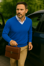 T7  Pull col V homme 100% cachemire 2 fils