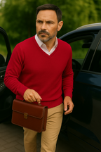 T7  Pull col V homme 100% cachemire 2 fils