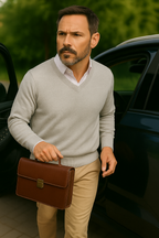 T7  Pull col V homme 100% cachemire 2 fils