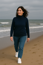 T45  Pull col roulé Femme classique 100% cachemire 2 fils