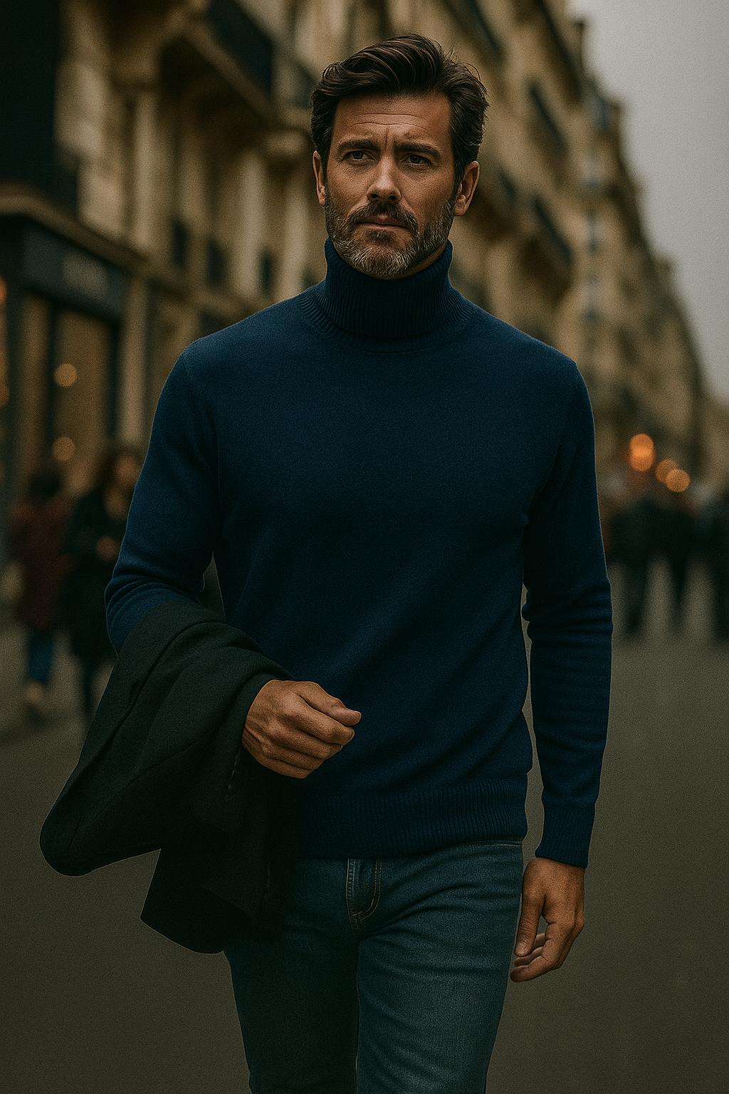 T99  Pull Col roulé homme 100% cachemire 2 fils