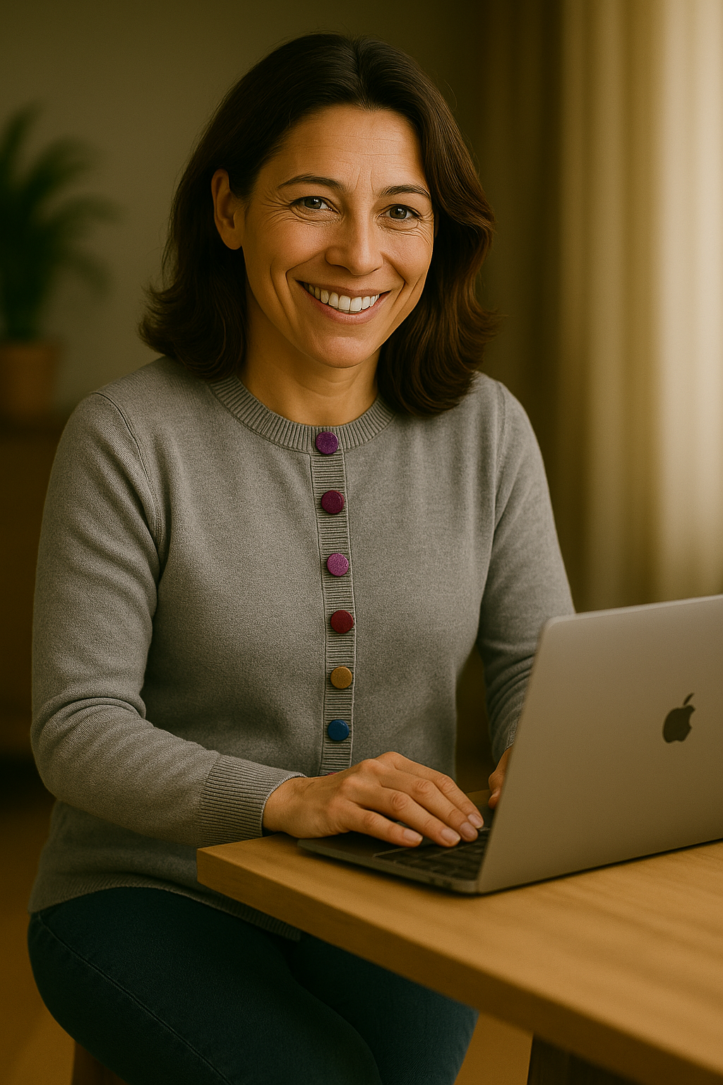 T21  Gilet Femme ras du cou boutons velours 100% Cachemire 2 fils