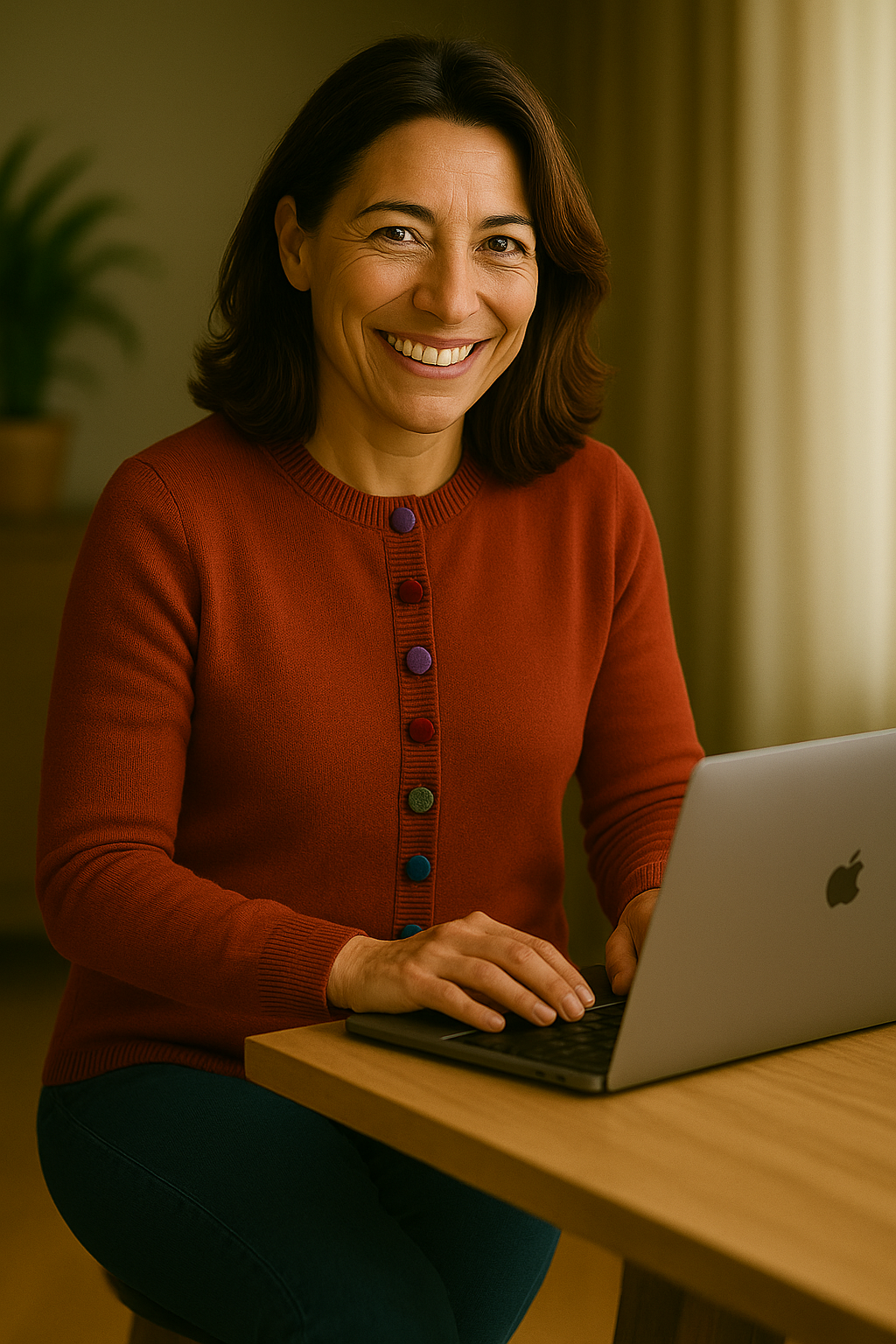 T21  Gilet Femme ras du cou boutons velours 100% Cachemire 2 fils