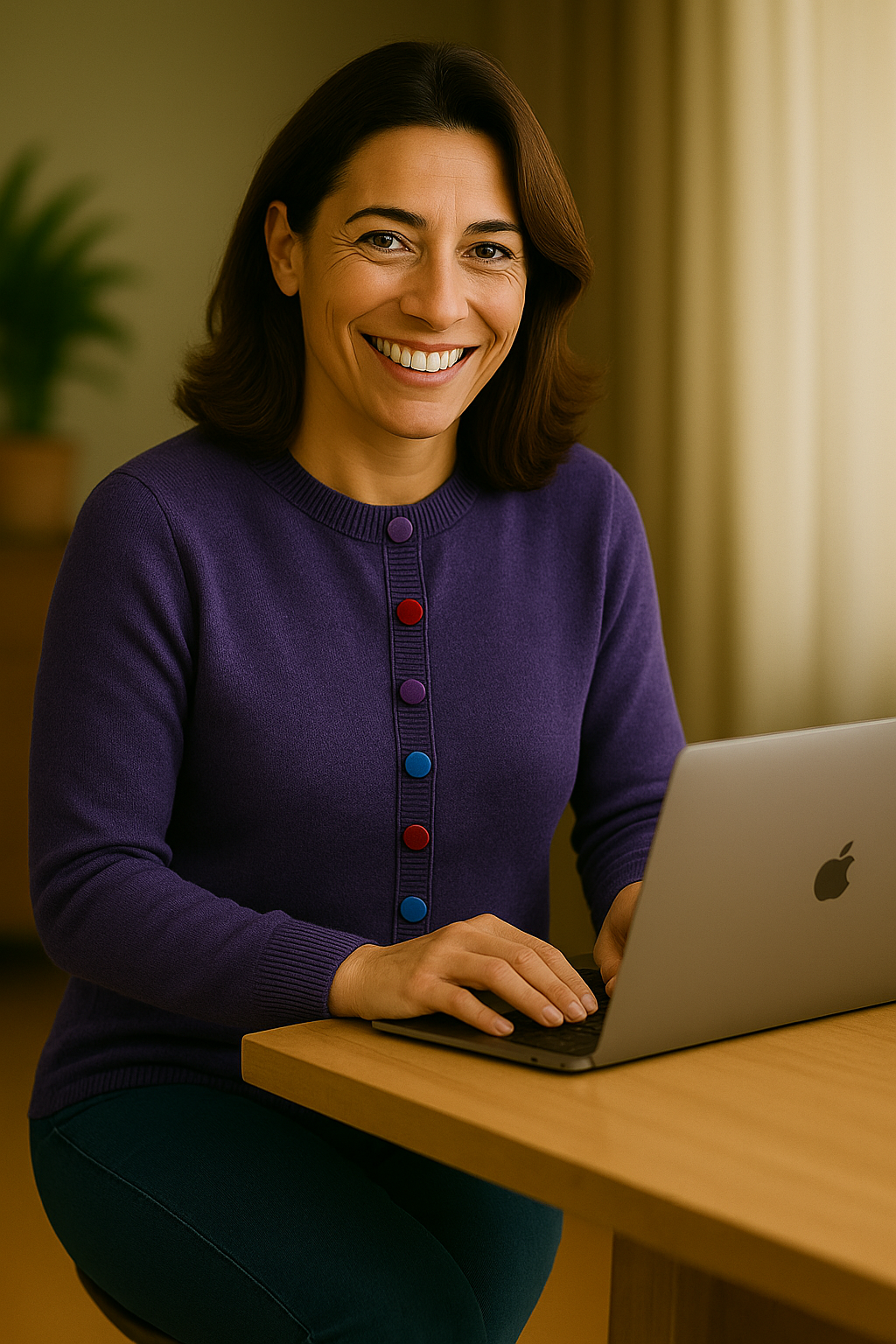 T21  Gilet Femme ras du cou boutons velours 100% Cachemire 2 fils