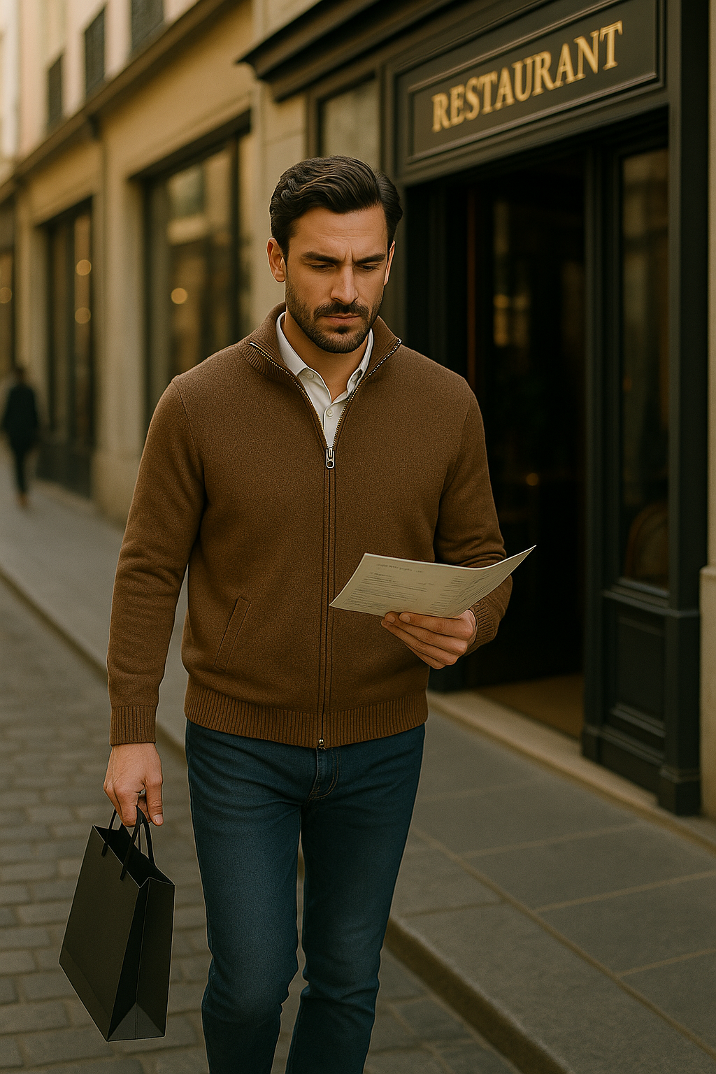 T102  Blouson Zippé Homme 100% Cachemire 2 fils