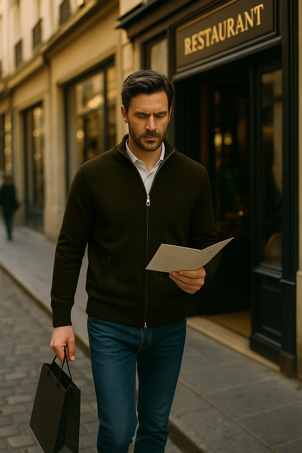 T102  Blouson Zippé Homme 100% Cachemire 2 fils