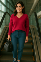 T46  Pull oversize col V 100% cachemire 2 fils