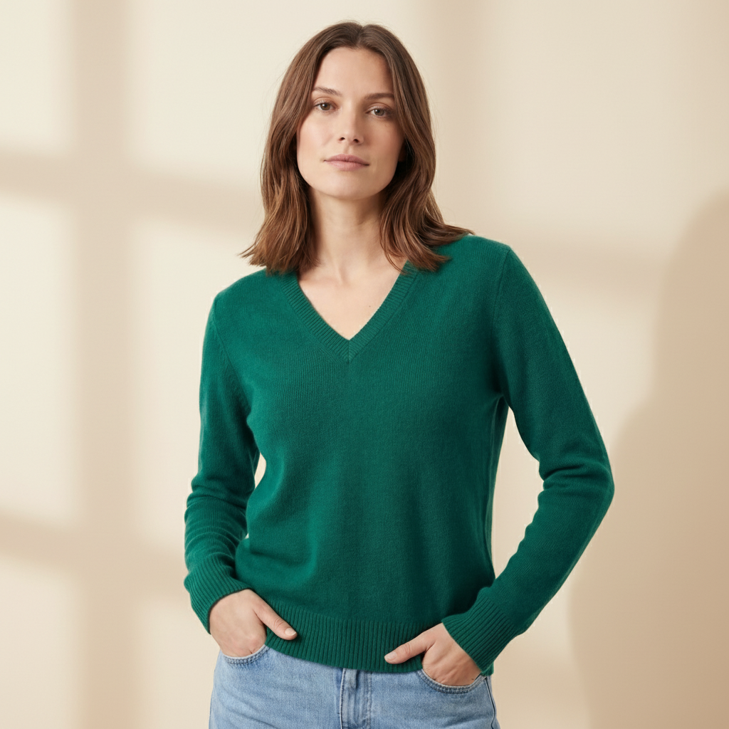 Pull femme col V 100% cachemire