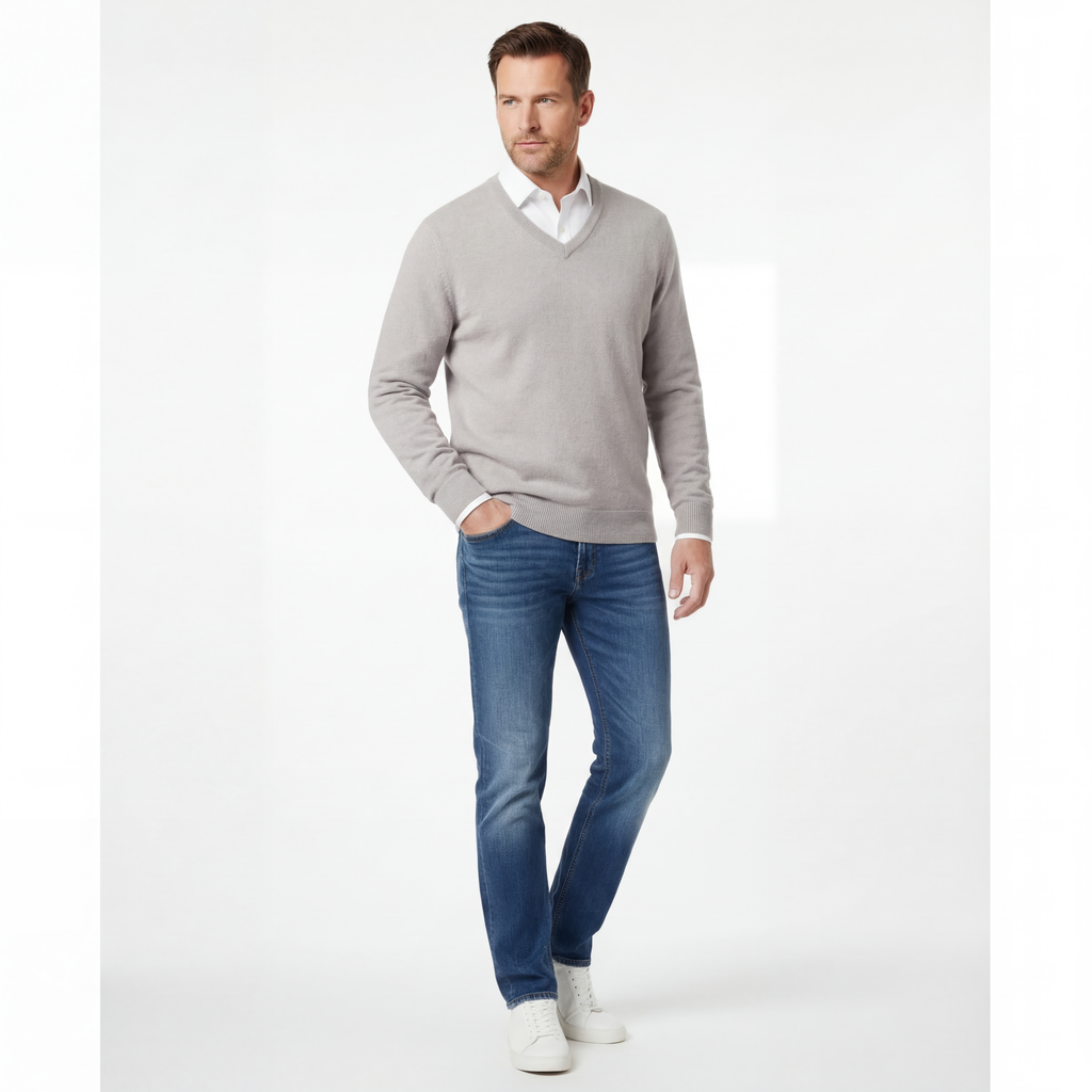 Pull Homme col V 100% cachemire