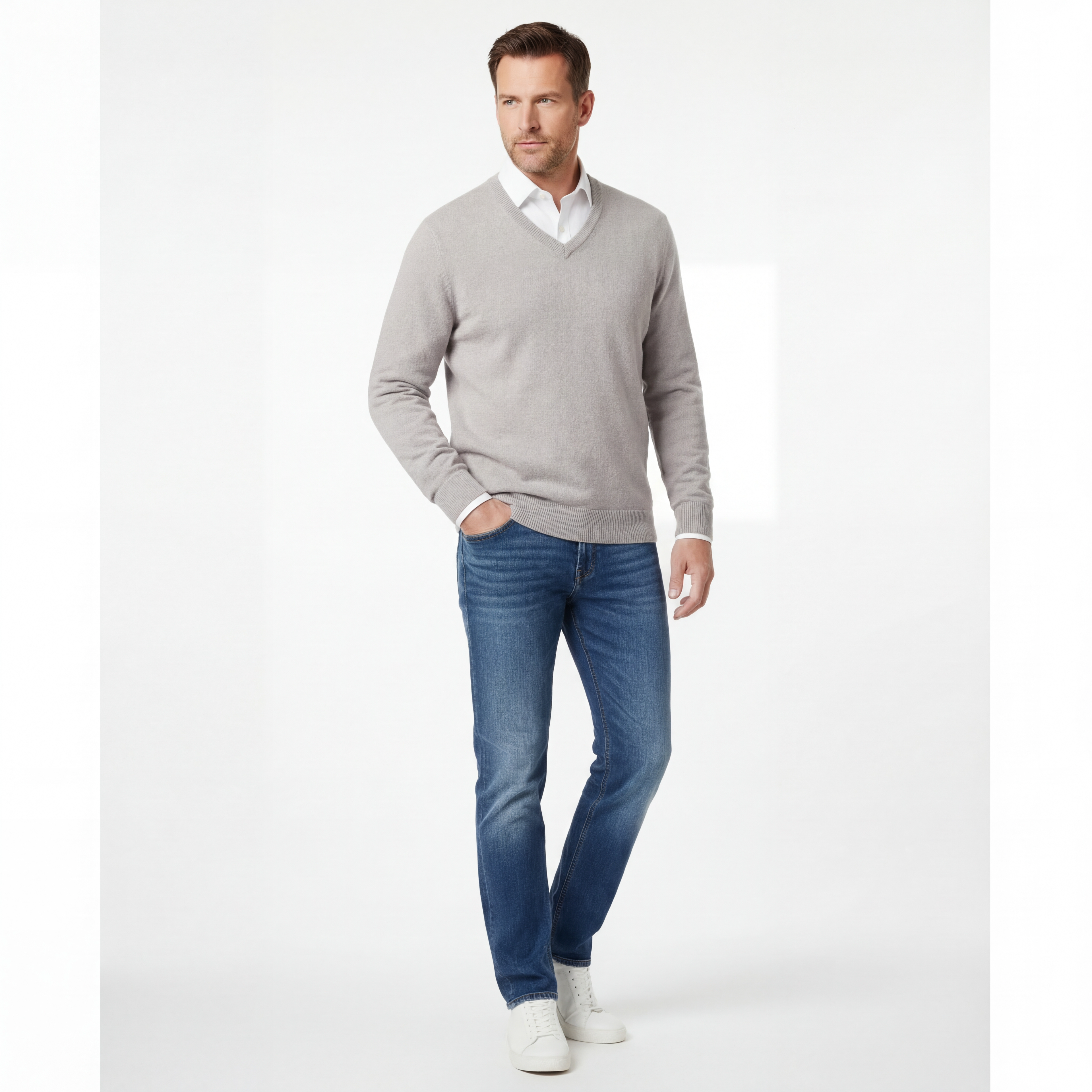 Pull Homme col V 100% cachemire