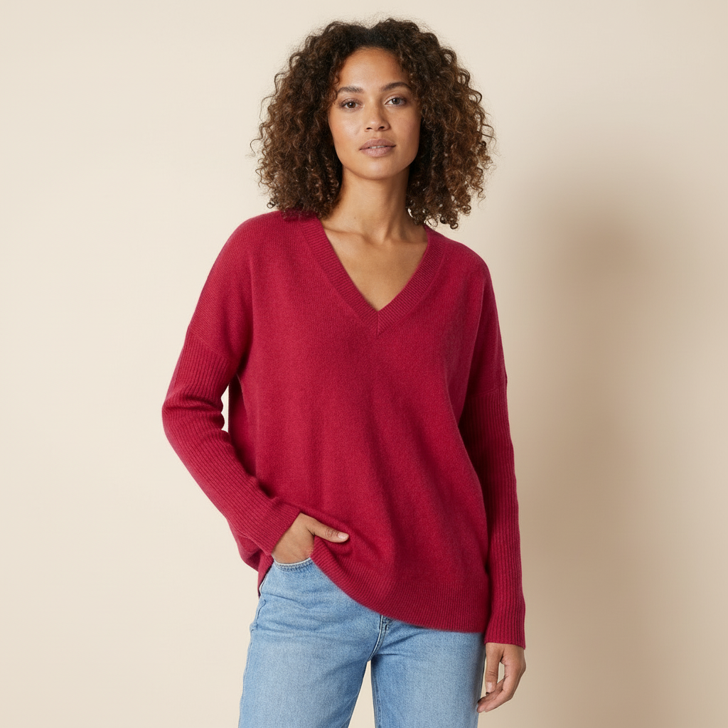 Pull Femme col V OVERSIZE 100% cachemire