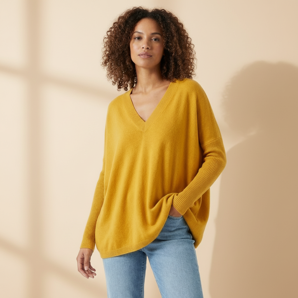 Pull Femme col V OVERSIZE 100% cachemire