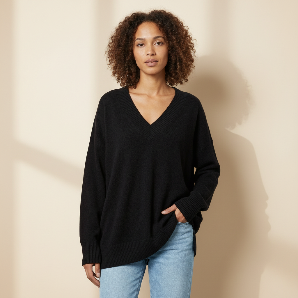 Pull Femme col V OVERSIZE 100% cachemire