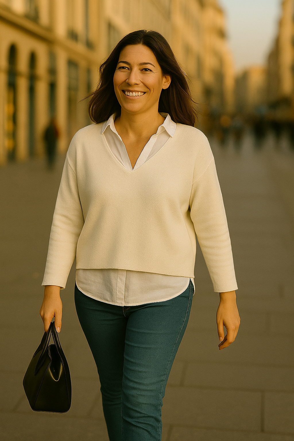 T101  Pull Femme Col V oversize court 100% Cachemire 2 fils épais