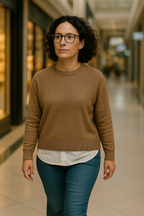 T105  Pull Femme oversize court 100% Cachemire 2 fils