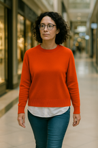 T105  Pull Femme oversize court 100% Cachemire 2 fils