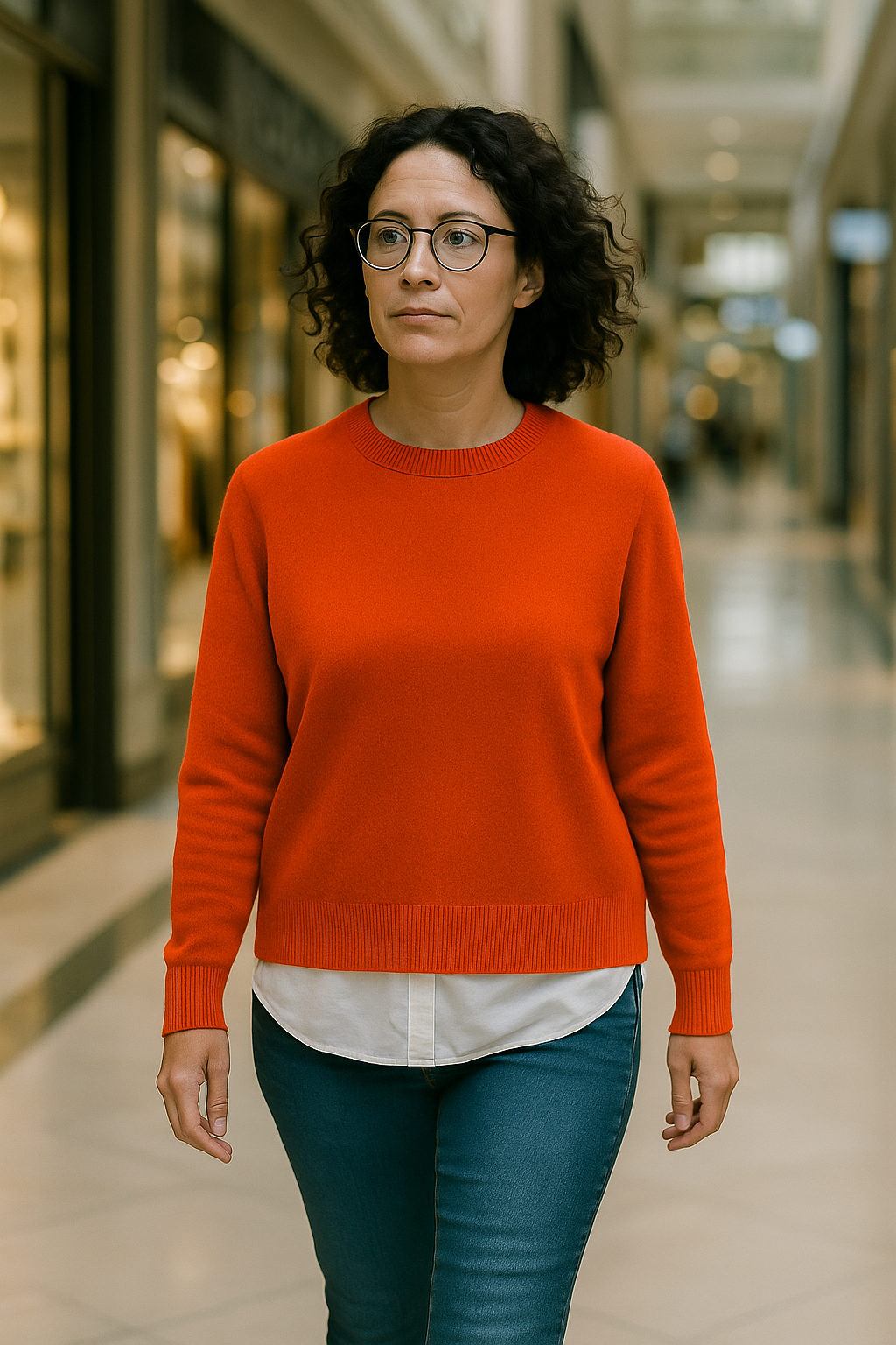 T105  Pull Femme oversize court 100% Cachemire 2 fils