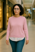 T105  Pull Femme oversize court 100% Cachemire 2 fils