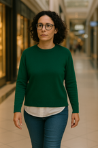 T105  Pull Femme oversize court 100% Cachemire 2 fils