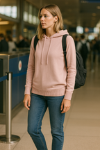 T106F  Pull capuche femme 100% Cachemire 2 fils