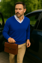 T7  Pull col V homme 100% cachemire 2 fils