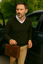 T7  Pull col V homme 100% cachemire 2 fils