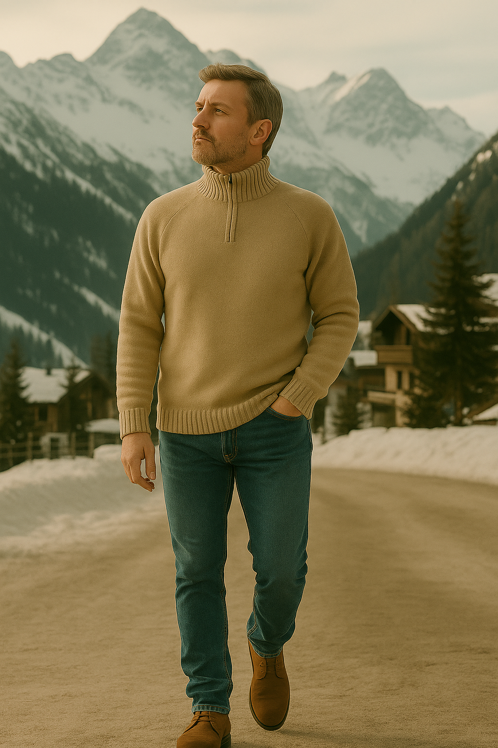 T51 Pull camionneur homme 100% cachemire 8 fils