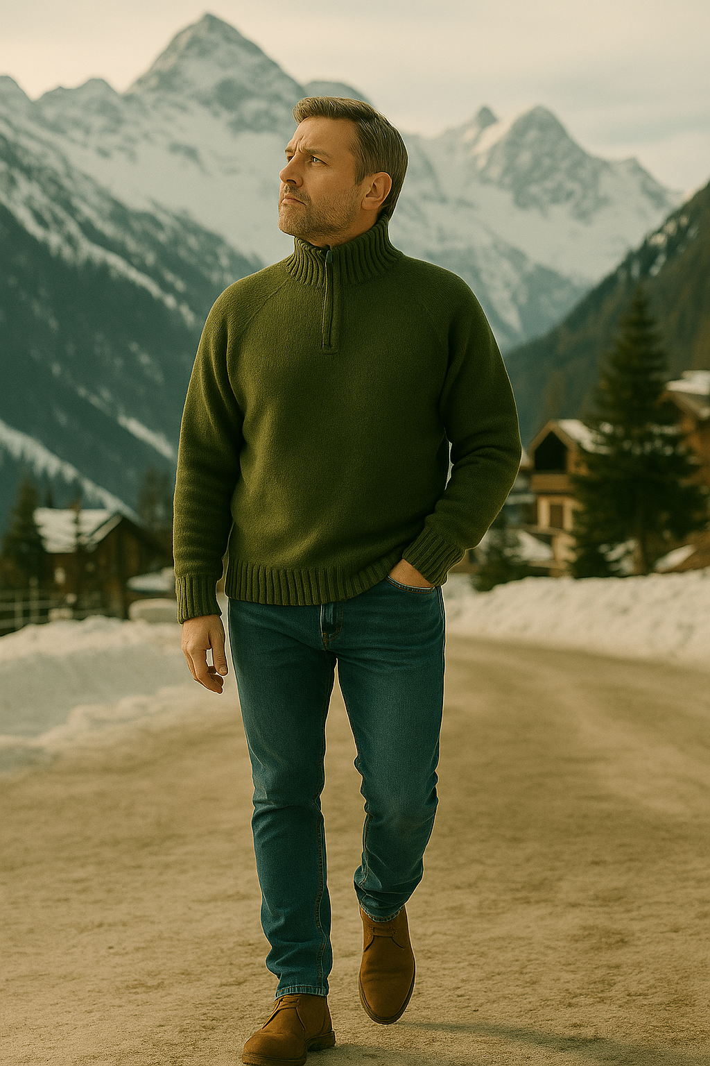 T51 Pull camionneur homme 100% cachemire 8 fils