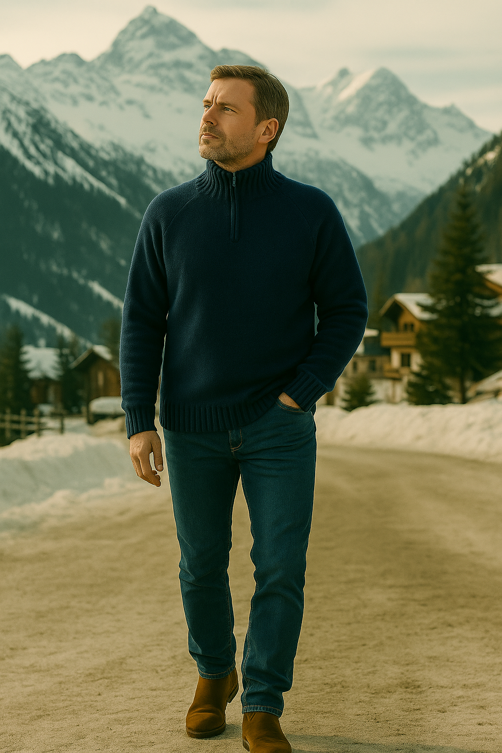 T51 Pull camionneur homme 100% cachemire 8 fils