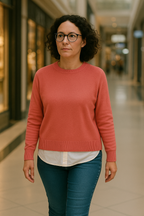 T105  Pull Femme oversize court 100% Cachemire 2 fils