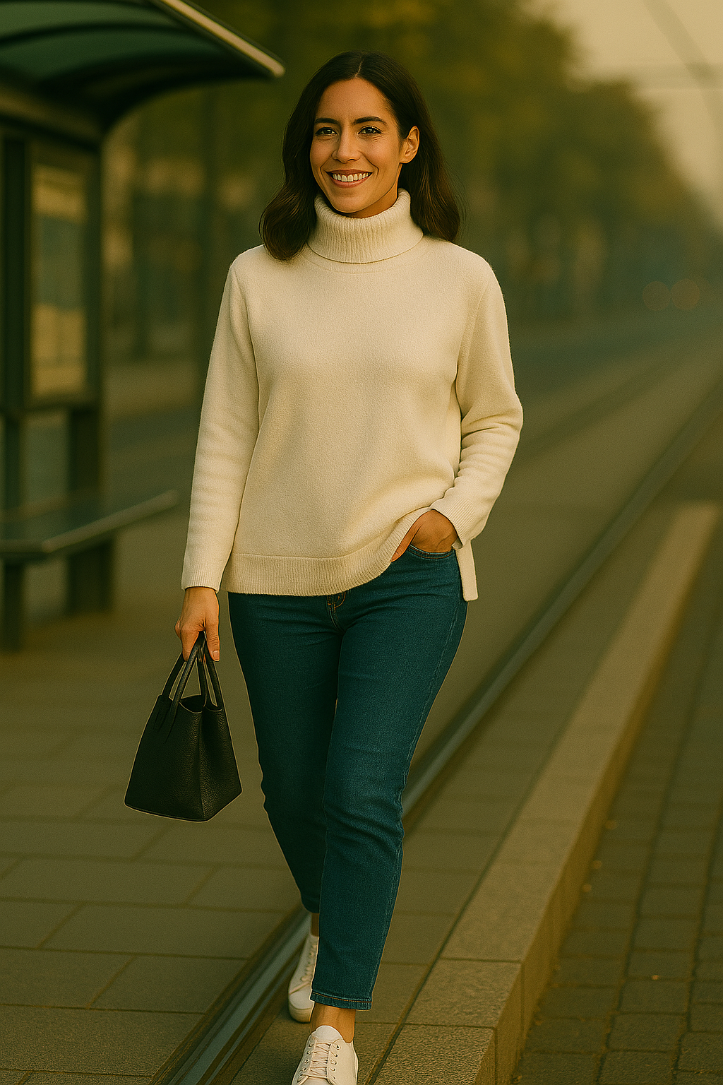 T48 Pull femme col roulé oversize100% cachemire 2 fils