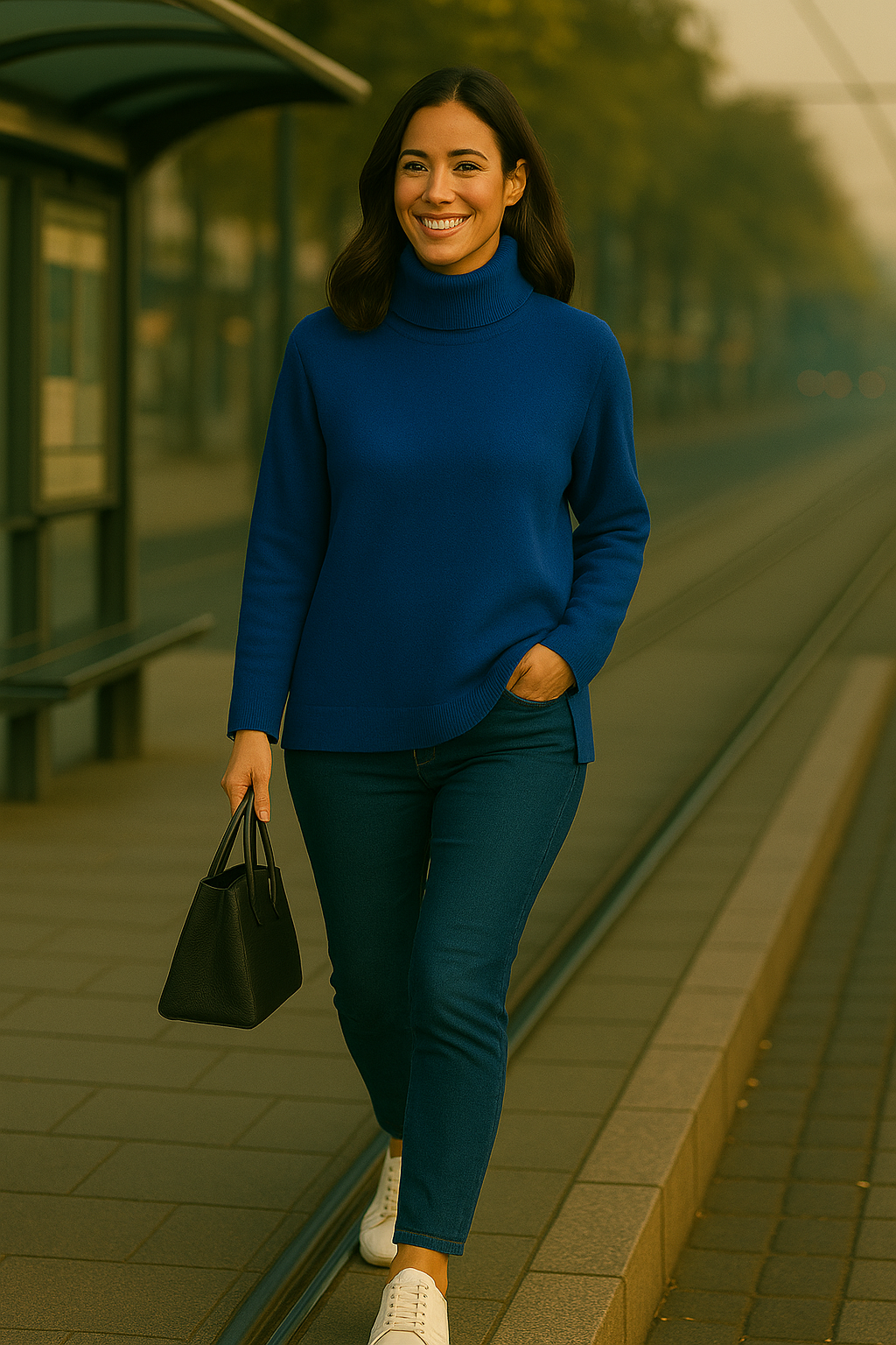 T48 Pull femme col roulé oversize100% cachemire 2 fils