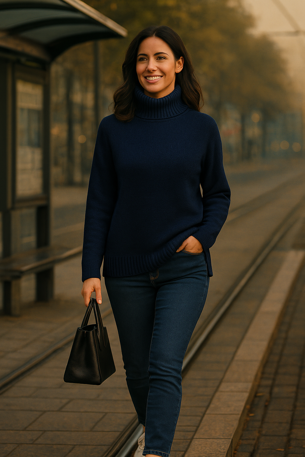 T48 Pull femme col roulé oversize100% cachemire 2 fils