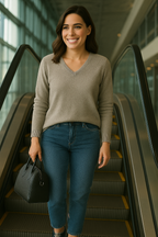 T46  Pull oversize col V 100% cachemire 2 fils