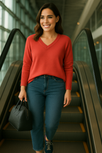 T46  Pull oversize col V 100% cachemire 2 fils