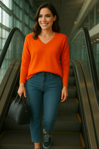 T46  Pull oversize col V 100% cachemire 2 fils