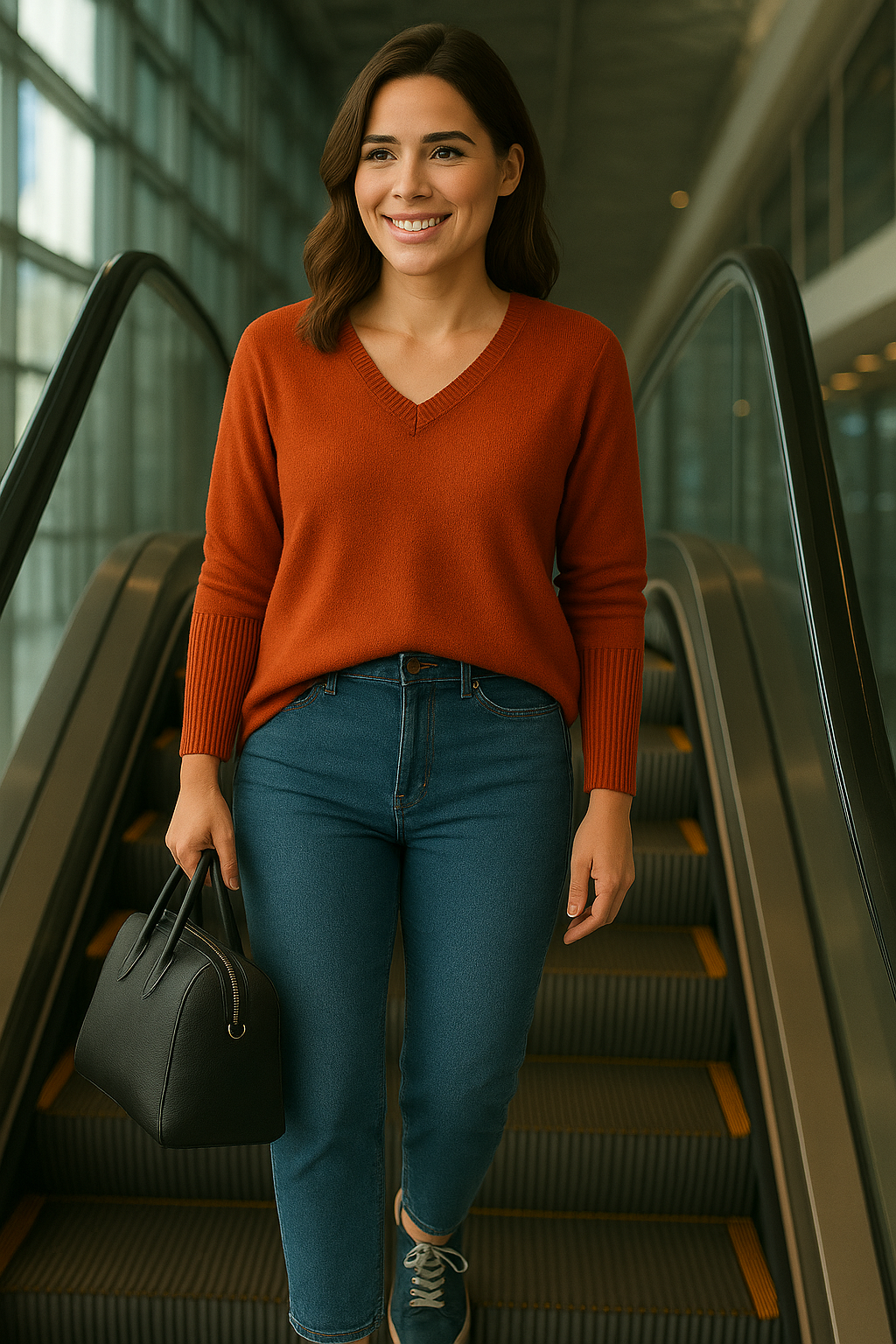 T46  Pull oversize col V 100% cachemire 2 fils