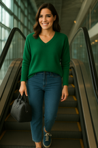 T46  Pull oversize col V 100% cachemire 2 fils