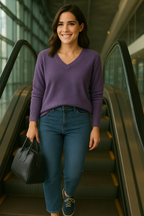 T46  Pull oversize col V 100% cachemire 2 fils