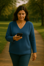 T38  Pull Femme col V large épais 100% Cachemire 2 fils