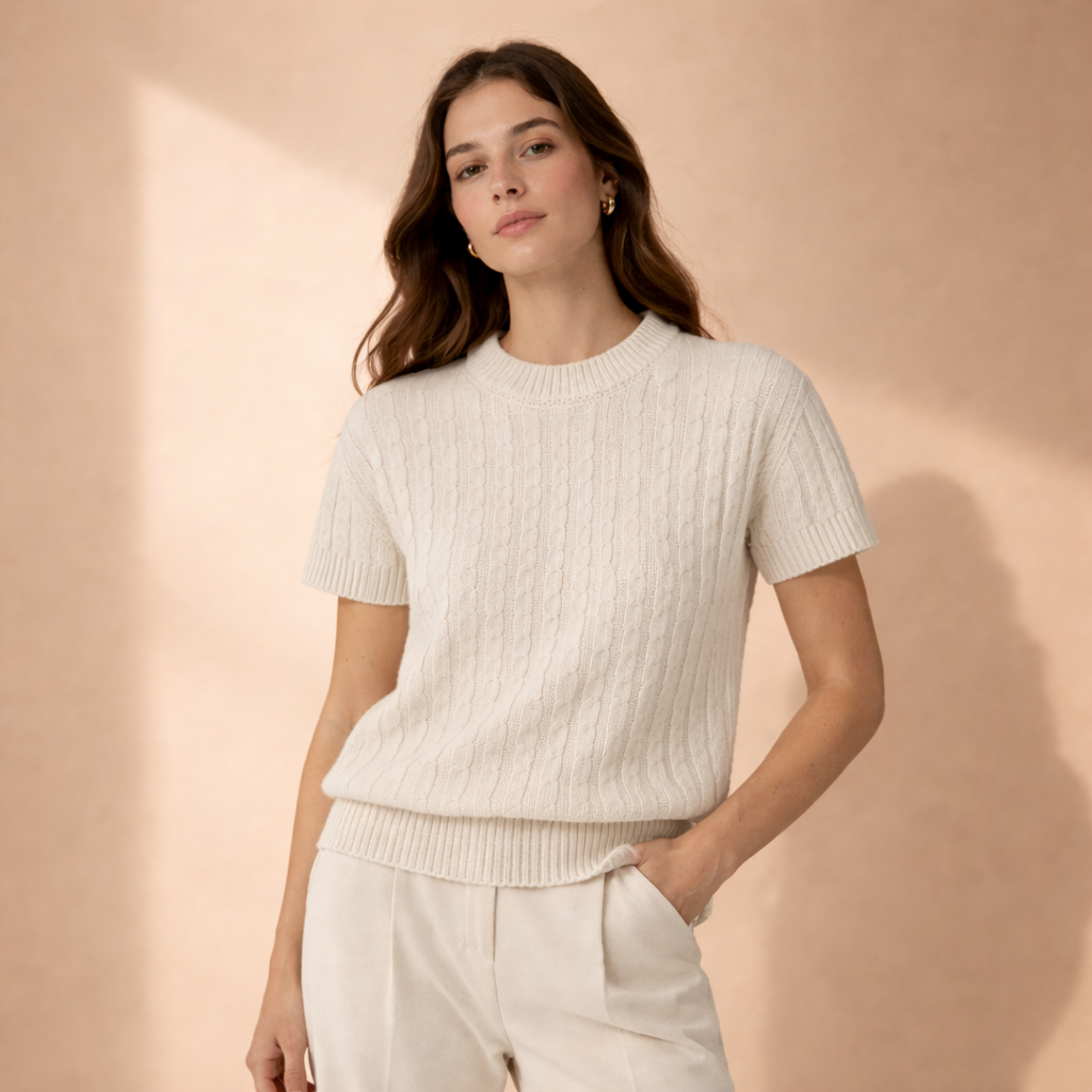 Pull torsadé manches courtes