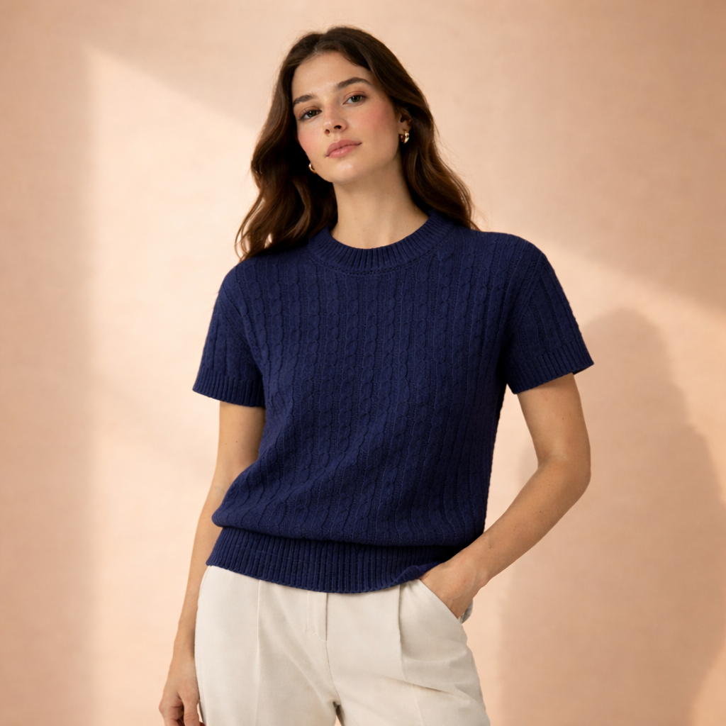 Pull torsadé manches courtes