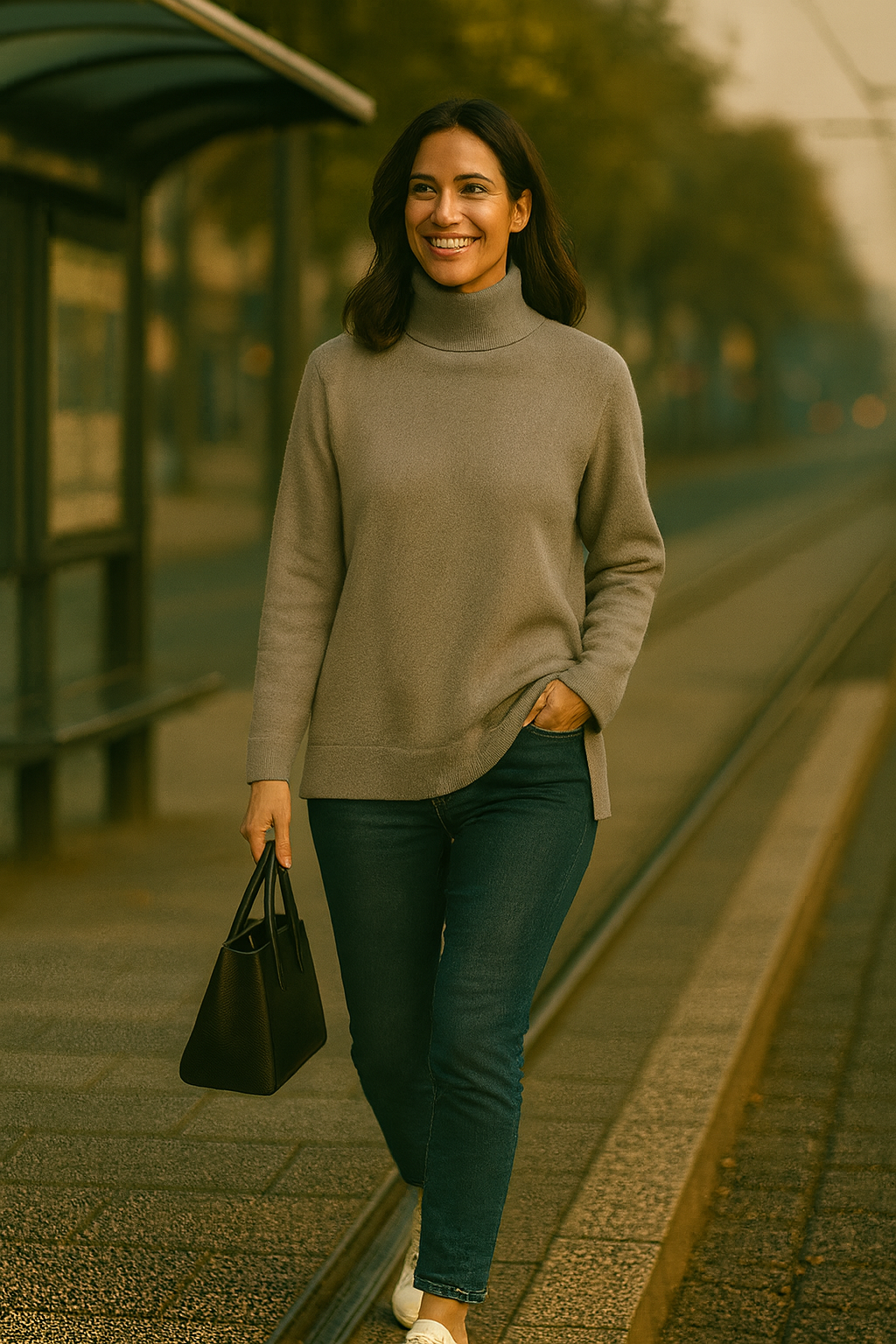 T48 Pull femme col roulé oversize100% cachemire 2 fils