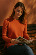 T40 Pull Femme classique ras du cou 100% Cachemire 2 fils