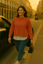 T36  Pull Femme Ras du cou oversize court 100% Cachemire 2 fils épais