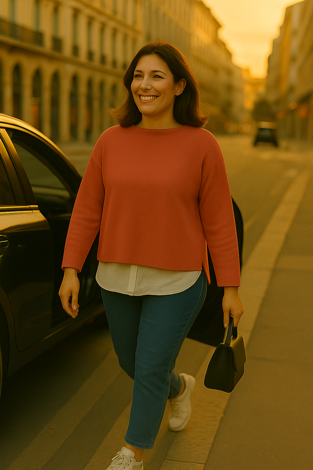 T36  Pull Femme Ras du cou oversize court 100% Cachemire 2 fils épais