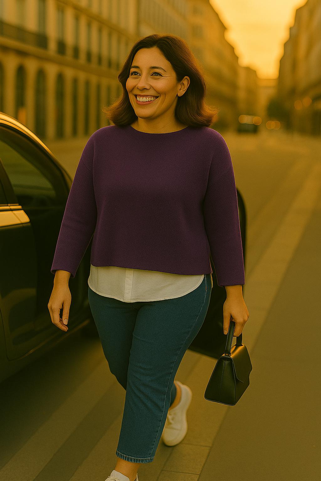 T36  Pull Femme Ras du cou oversize court 100% Cachemire 2 fils épais