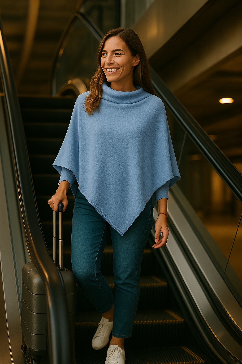 T15  Grand Poncho 100% cachemire 2 fils